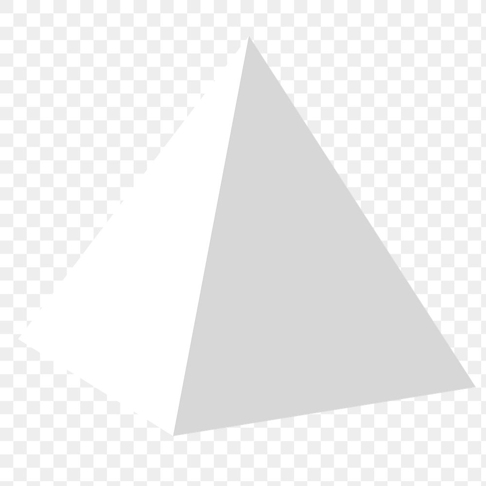 Geometric pyramid png shape, 3D rendering in white on transparent background