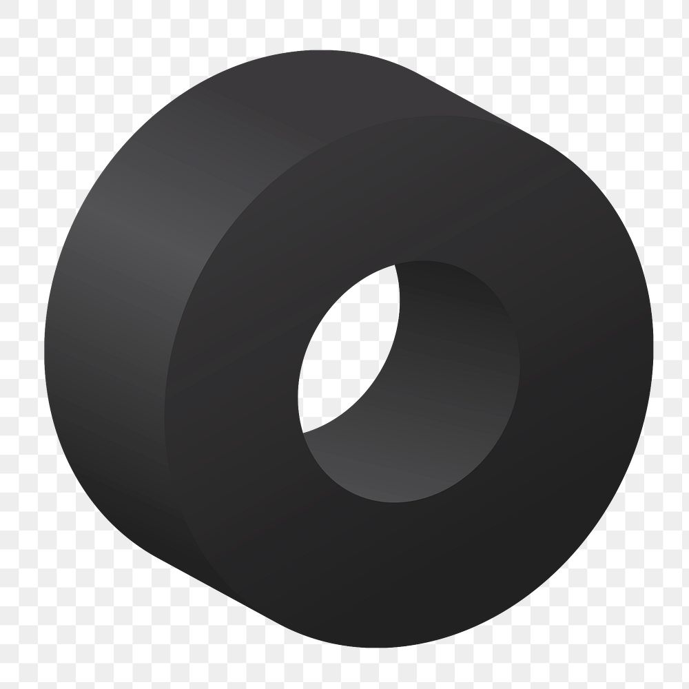Ring png, 3D geometrical shape in black on transparent background