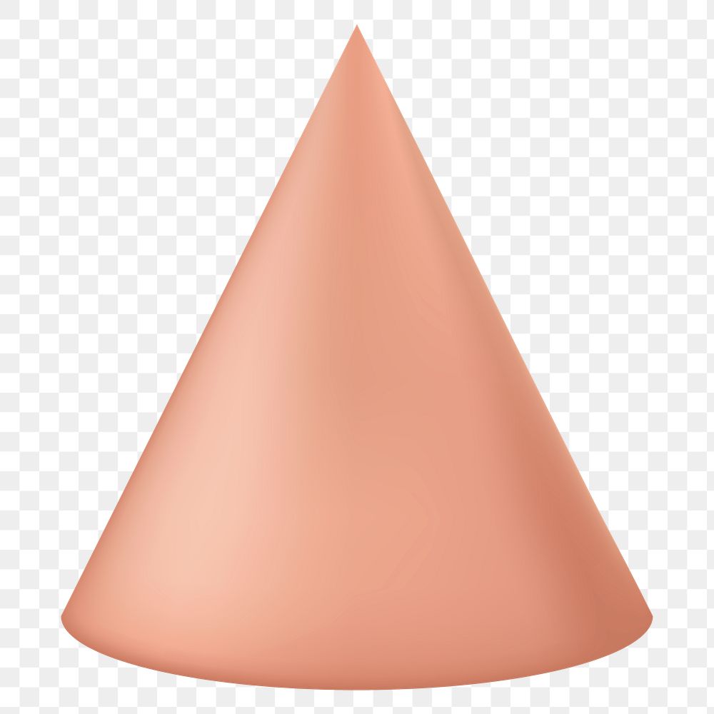 Cone png, 3D geometrical shape in orange on transparent background