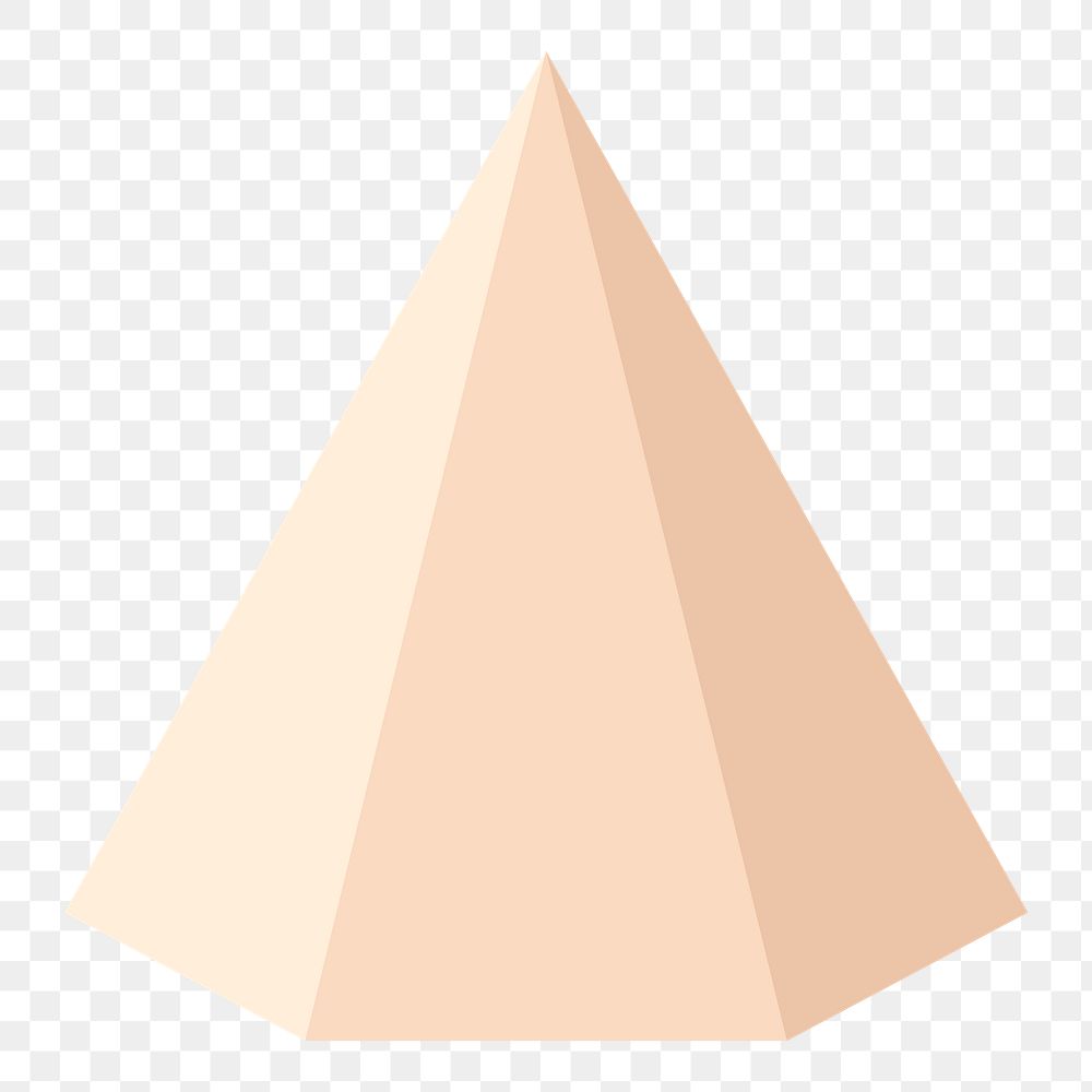 Beige hexagonal pyramid png shape, 3D rendering geometric element on transparent background