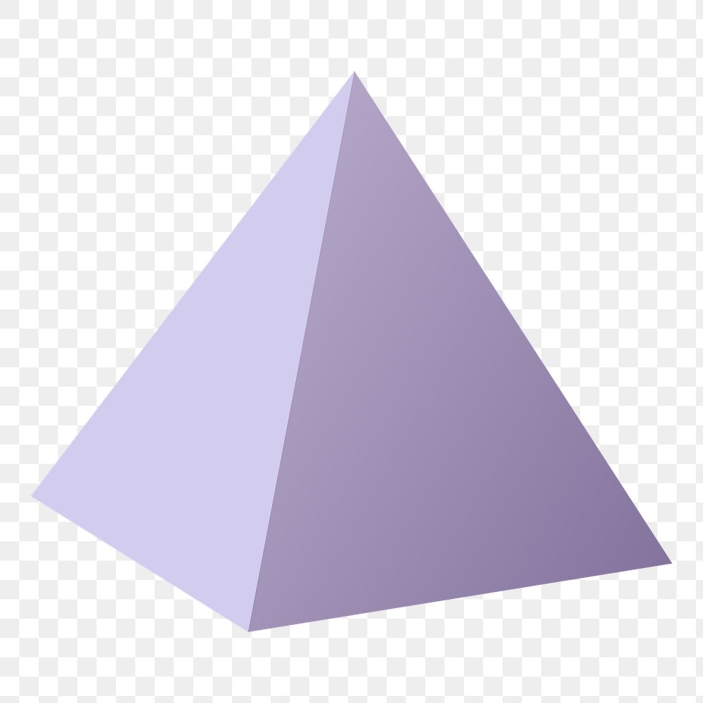 Square pyramid png, 3D geometrical shape in purple on transparent background