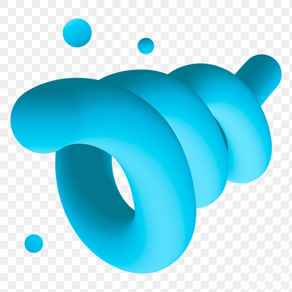 Twisted 3D png abstract shape clipart, blue liquid texture on transparent background