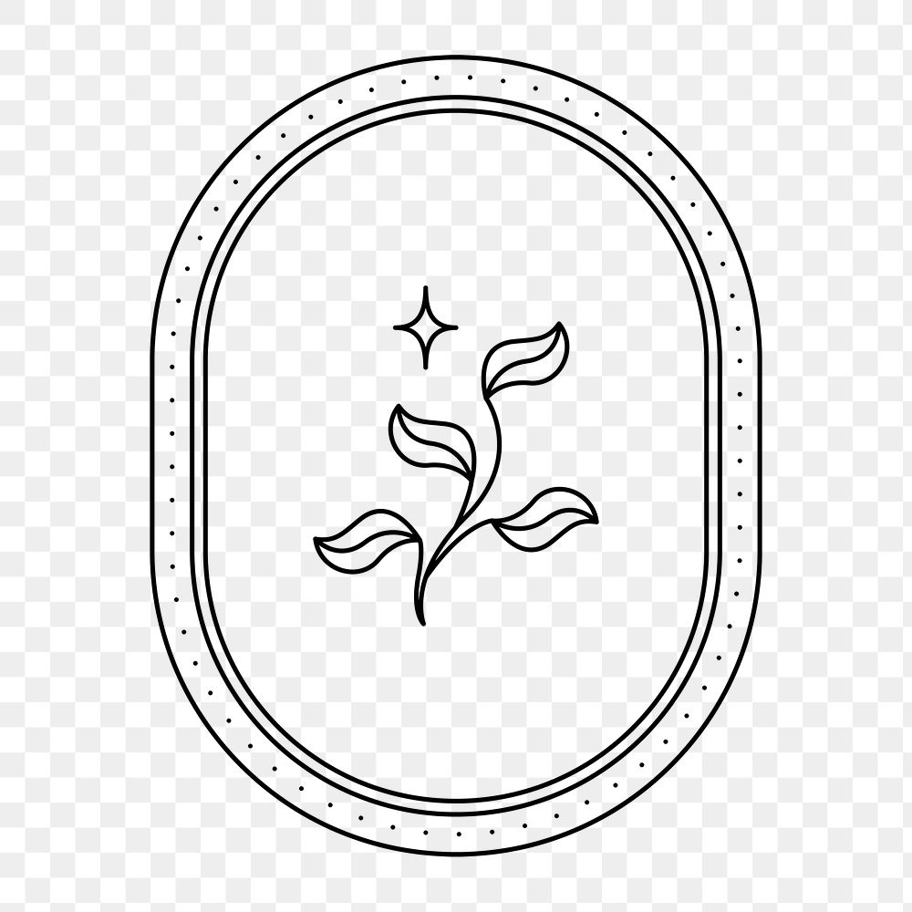 Botanical logo element png, aesthetic black design, simple illustration