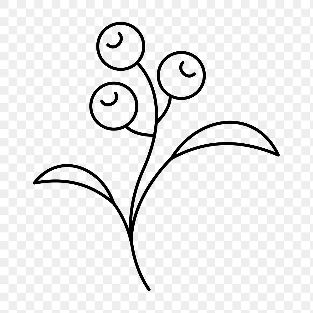 Plant element png, simple botanical doodle design