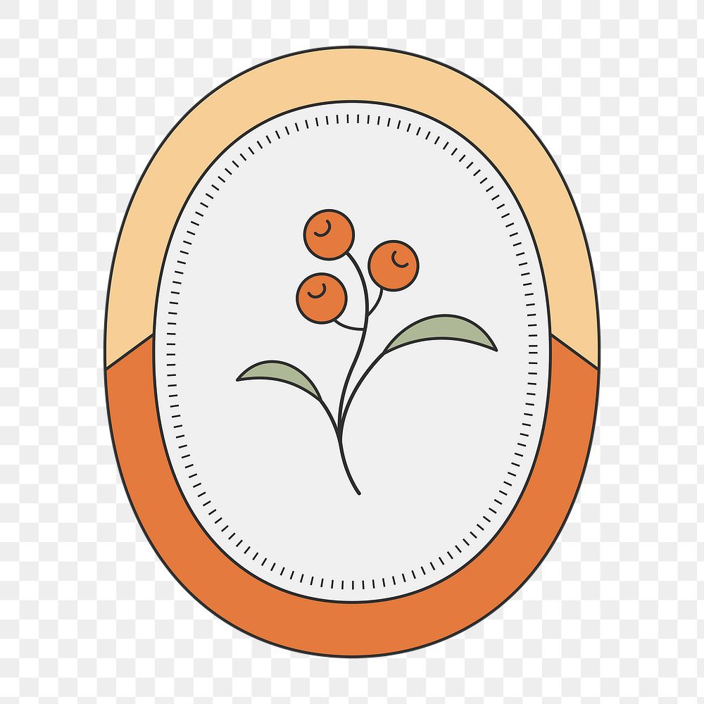 Botanical png logo element, simple retro design, minimal illustration 