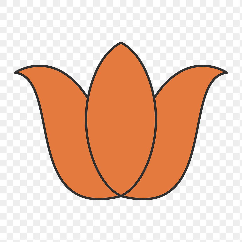 Floral element png, petal doodle, orange design, transparent background