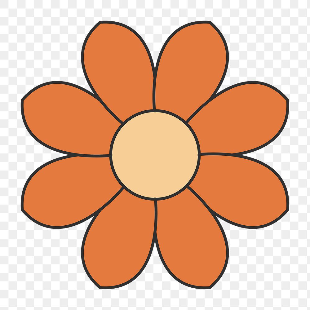 Flower element png, minimal floral doodle design, transparent background