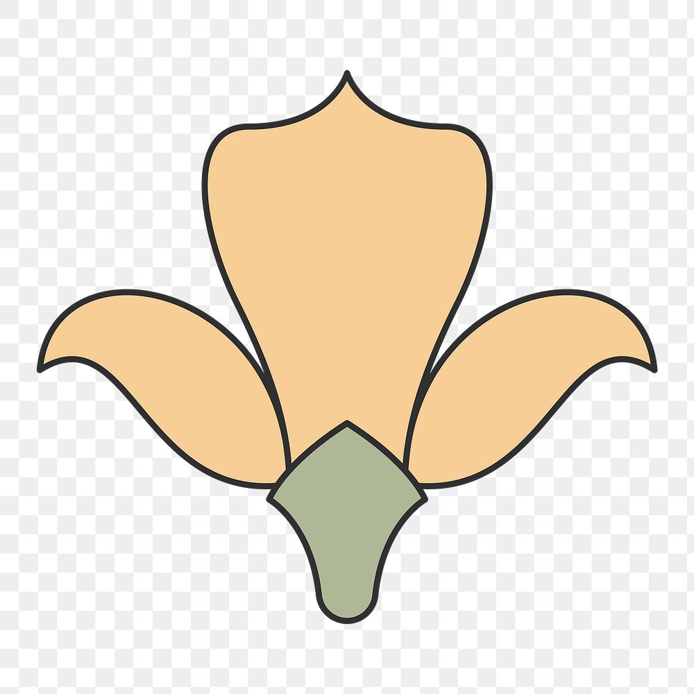 Floral element png, minimal flower doodle design transparent background