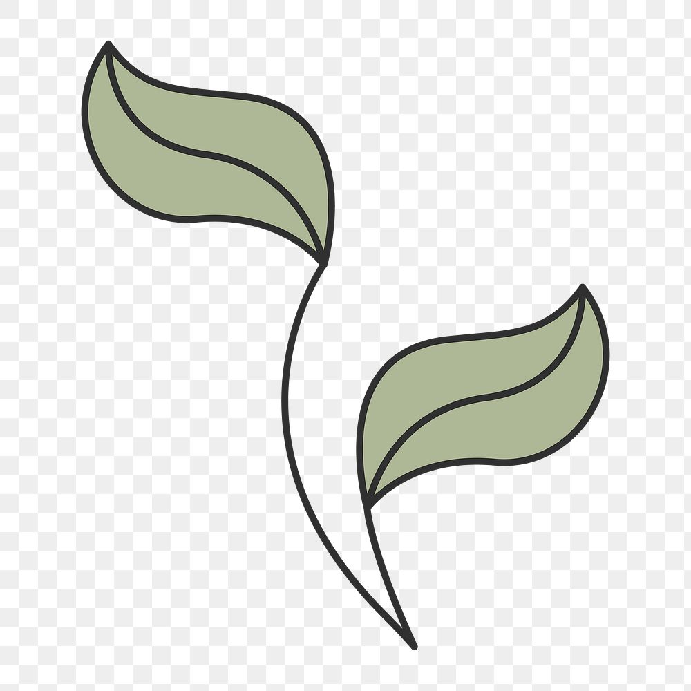Tree element png, leaf doodle graphic design