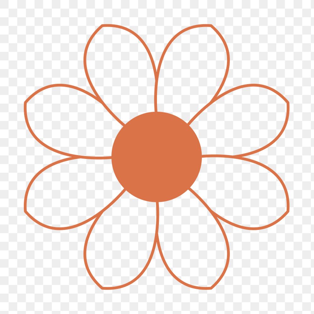 Flower element png, simple blossom doodle design, transparent background