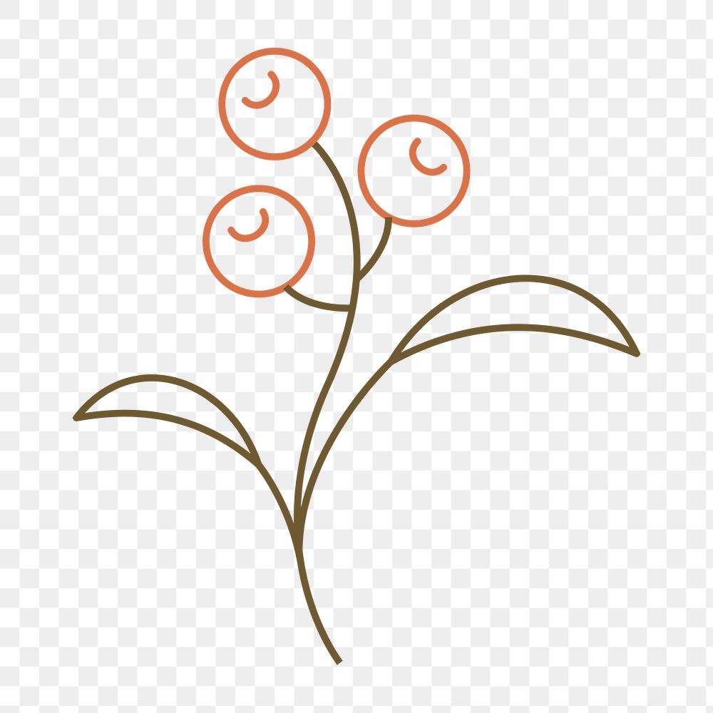 Tree element png, floral doodle graphic design