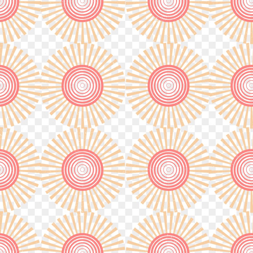 Spiral pattern png, seamless orange circles design, transparent background