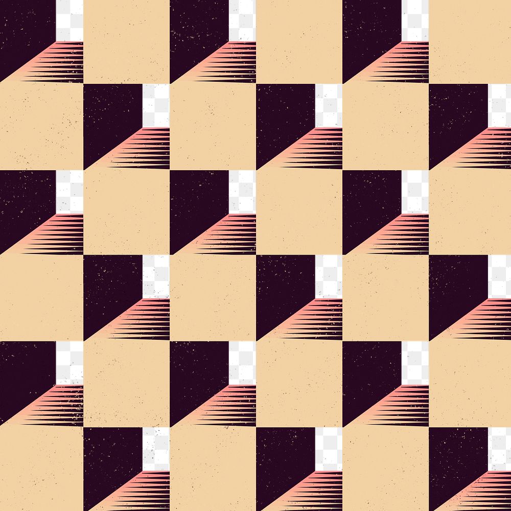 Cubic pattern png, geometric retro graphic design 