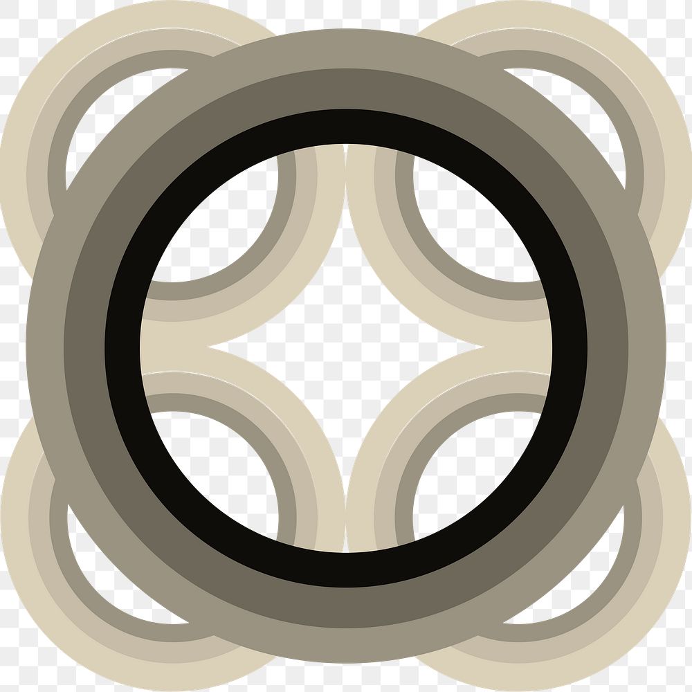 Concentric circle png frame, black abstract round design