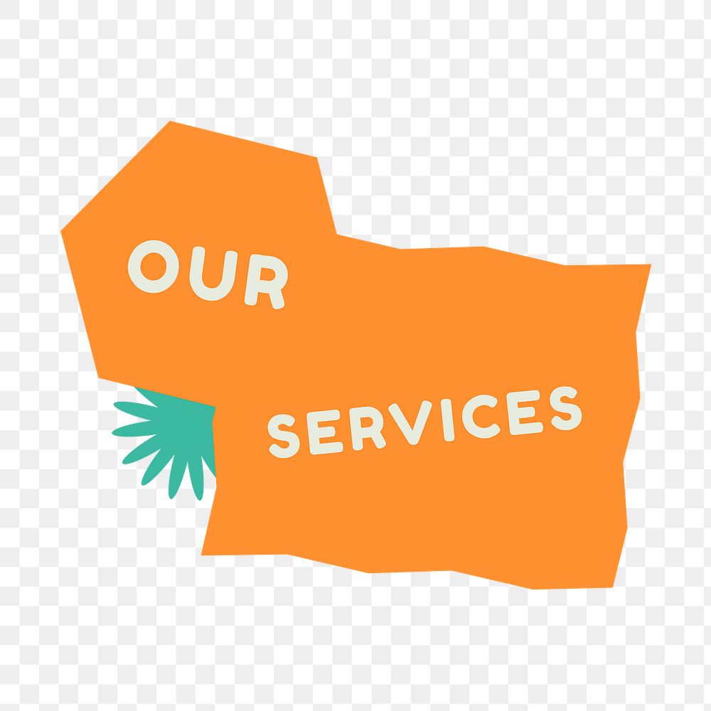 Our services png sticker, color retro badge, transparent background