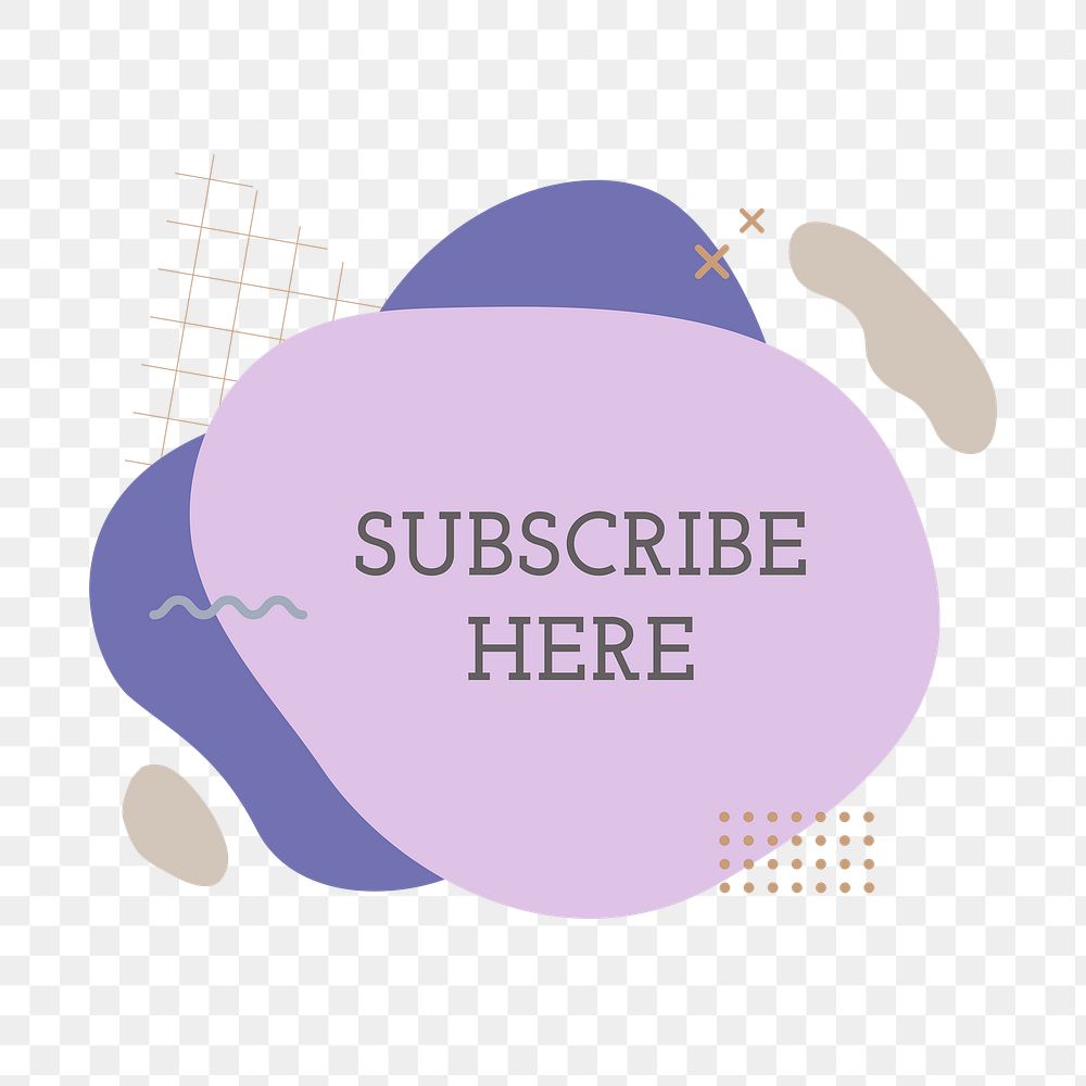 Subscribe here png shape, purple clipart, transparent background