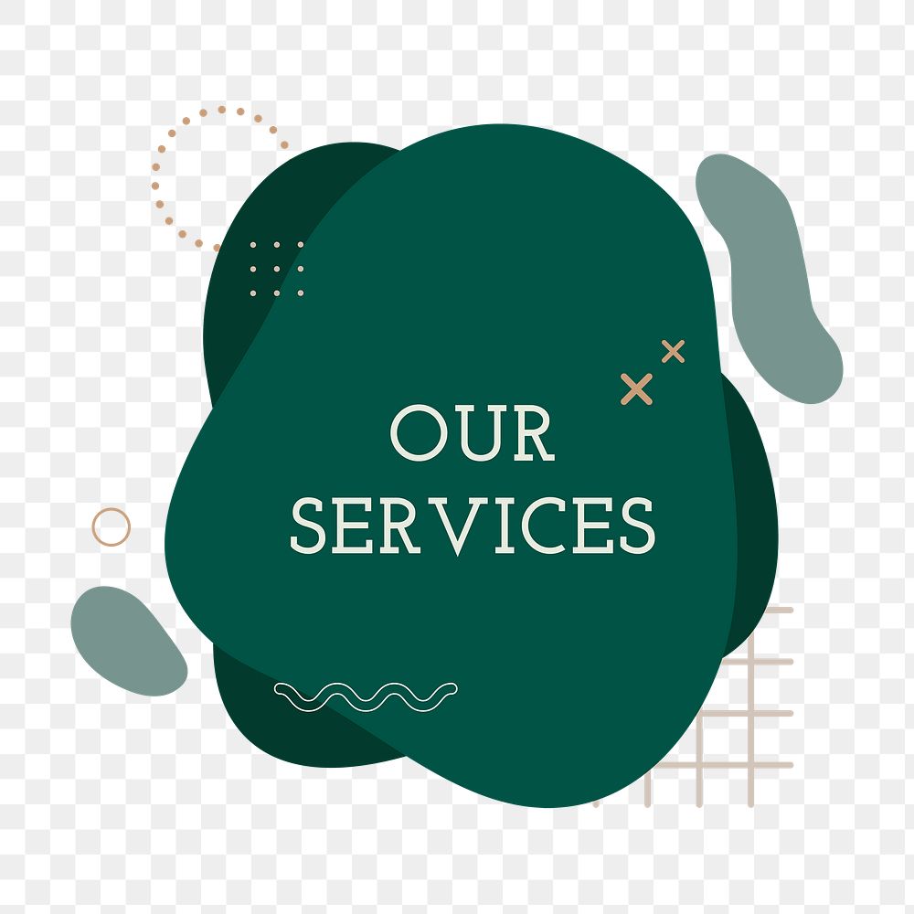 Our services png sticker, green retro badge, transparent background