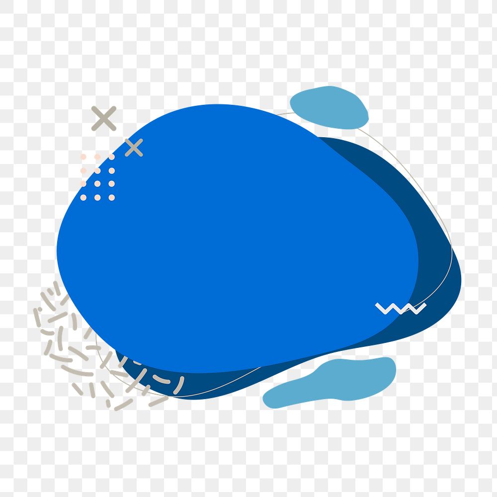 Memphis sticker png, blue shape design, transparent background