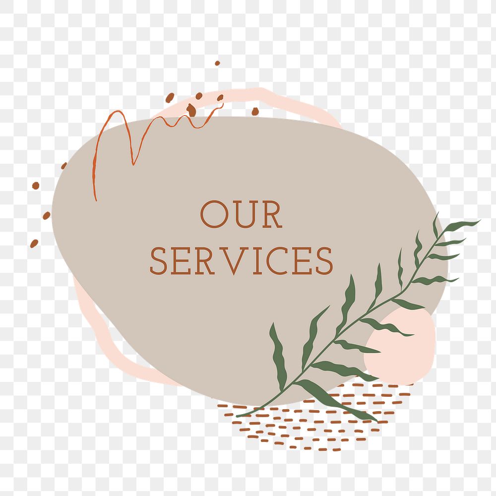 Our services png clipart, earth tone memphis design, transparent background