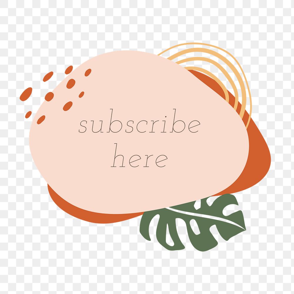 Subscribe here png sticker, memphis badge, transparent background