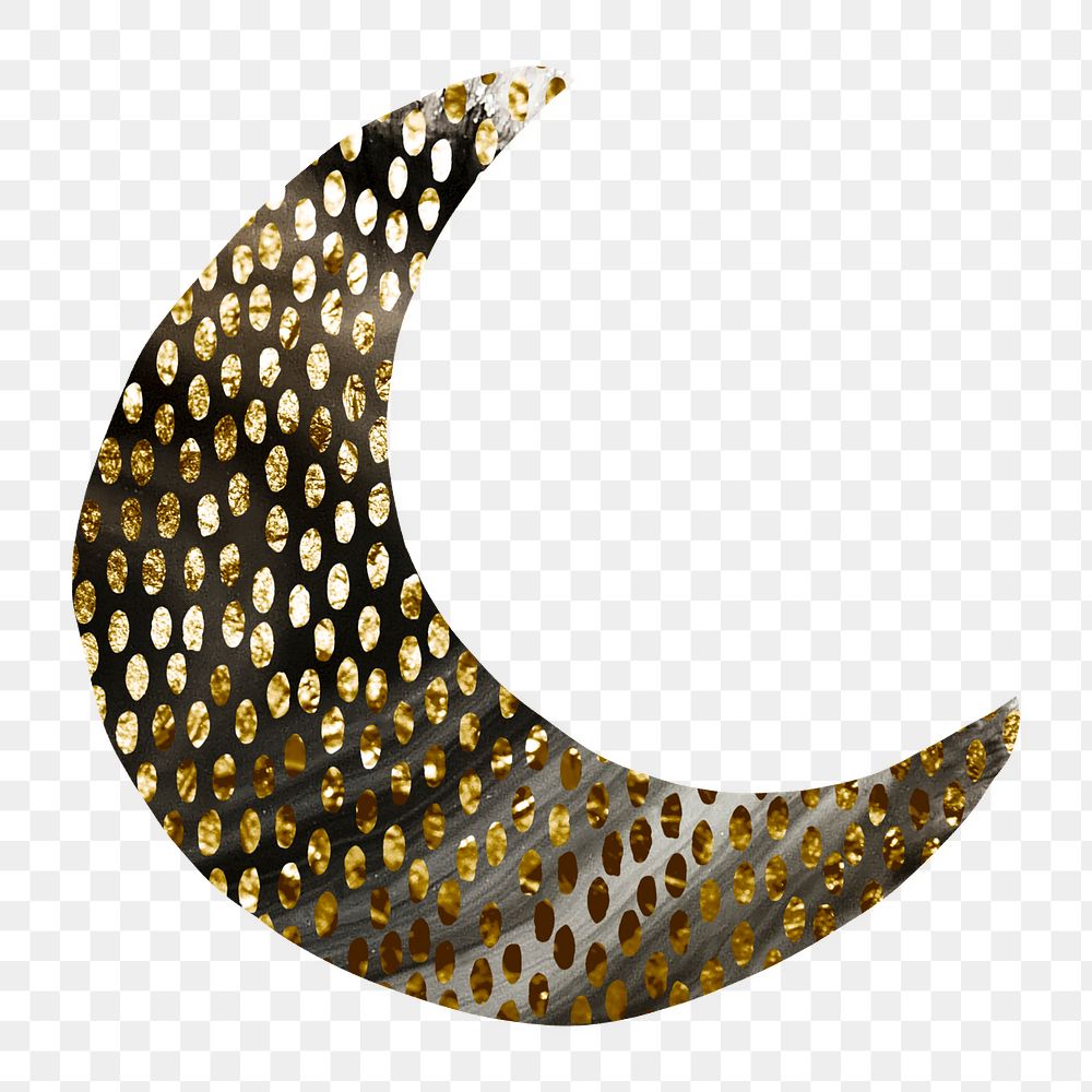 Crescent moon png sticker, gold aesthetic on transparent background