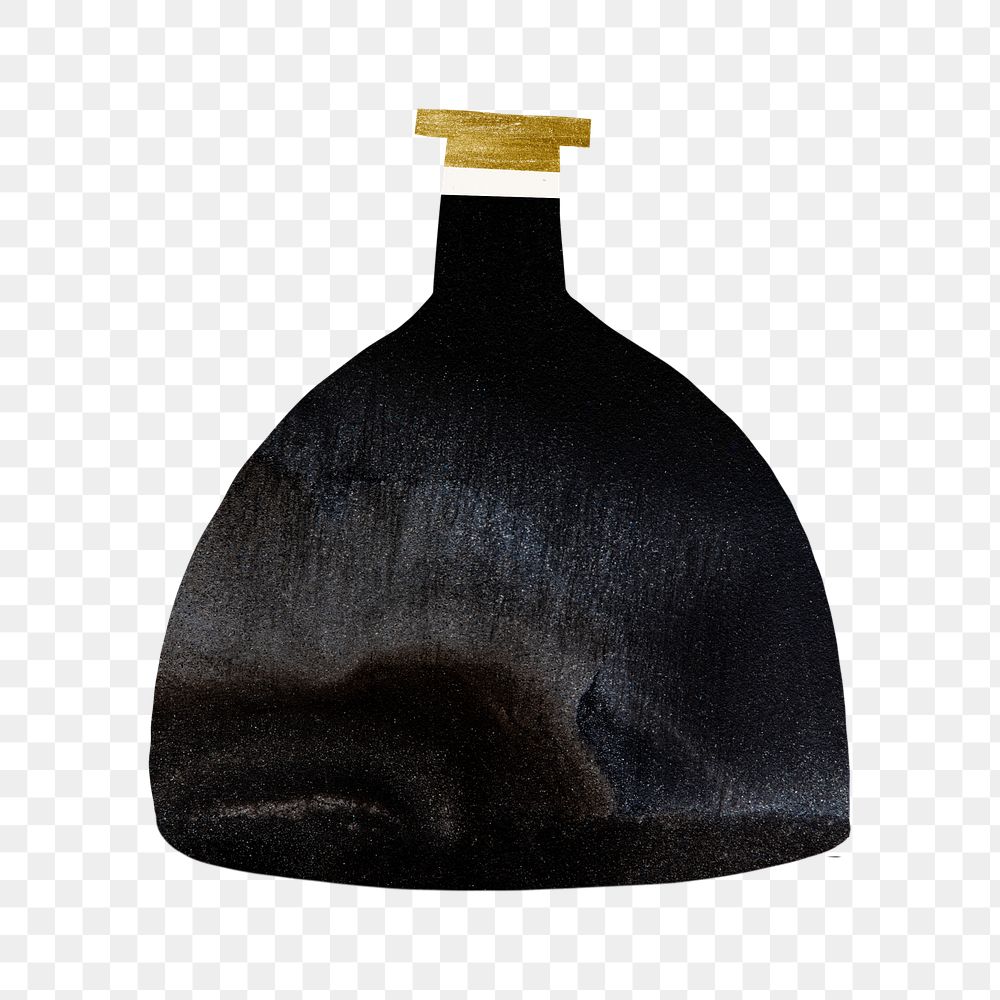 Black vase png sticker, aesthetic home decor on transparent background