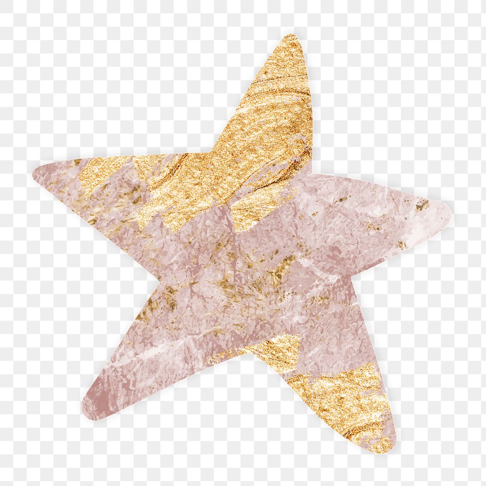 Marble star png shape clipart, pink aesthetic texture on transparent background