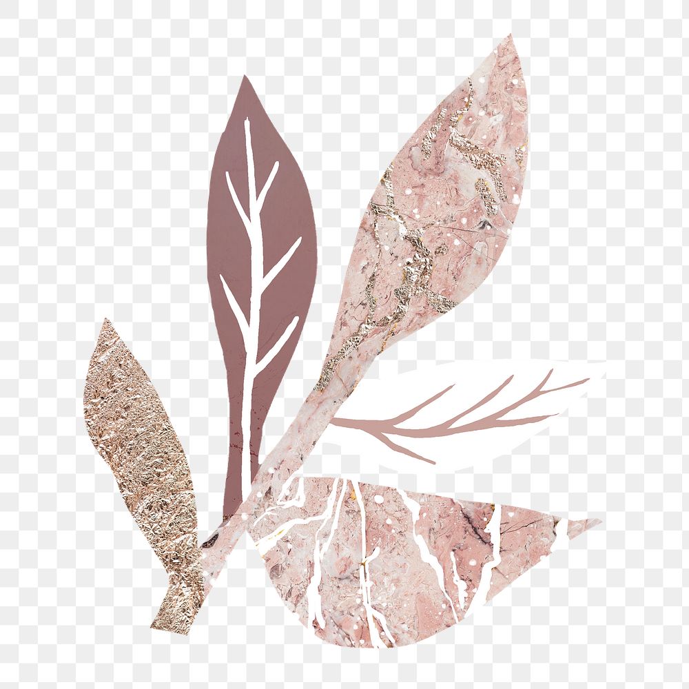 Abstract leaf png nature clipart, pink design on transparent background