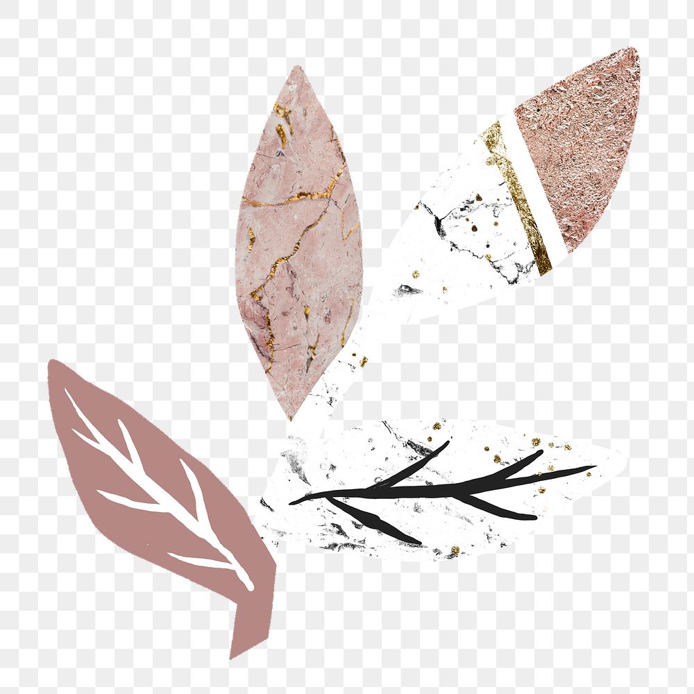 Pink leaf png sticker, nature collage element in abstract design on transparent background