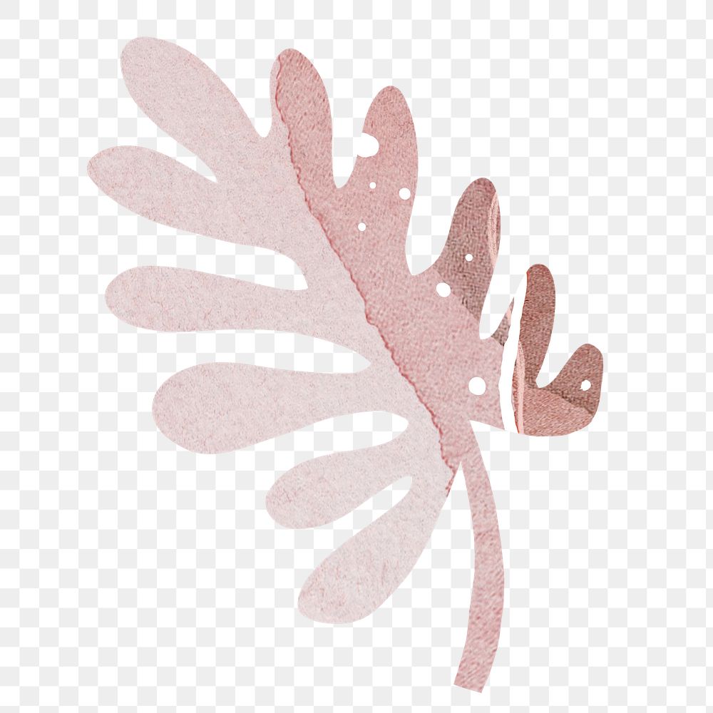 Watercolor leaf png abstract sticker, pink nature graphic on transparent background