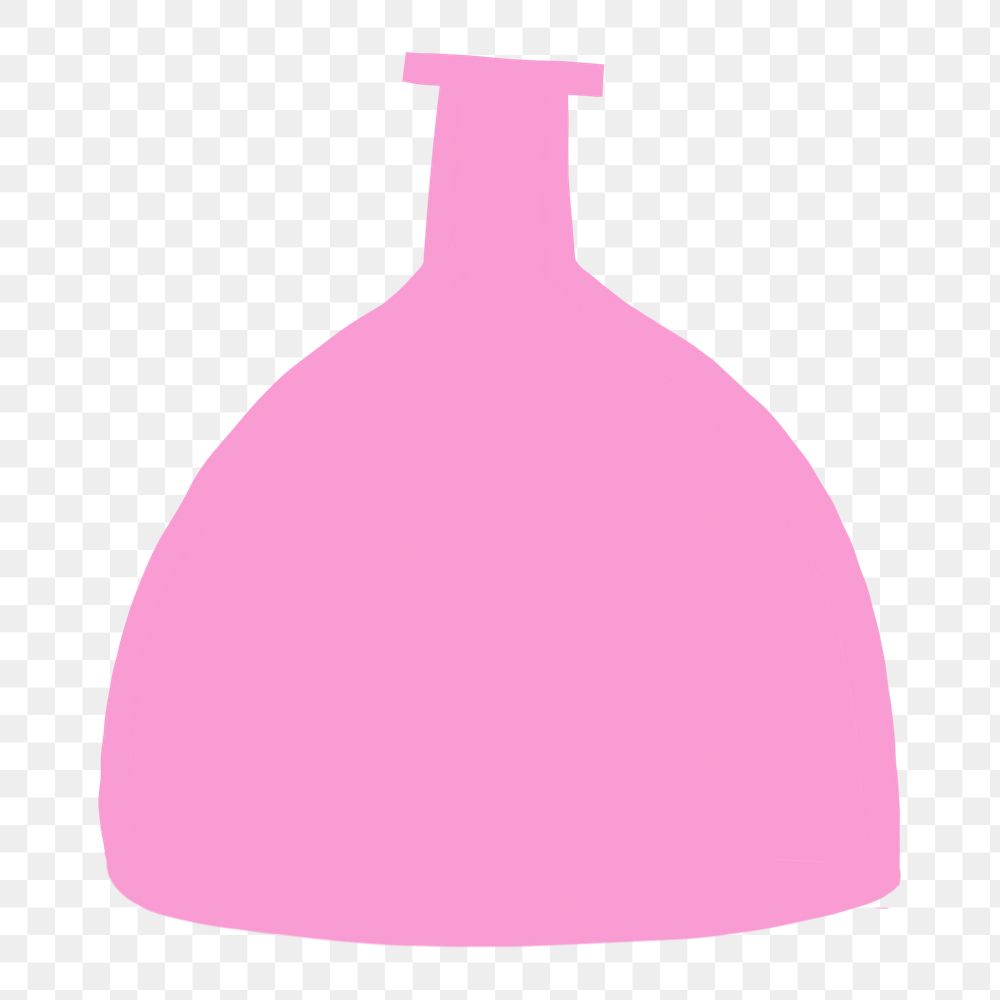 Pink png vase sticker, flat home decor object on transparent background