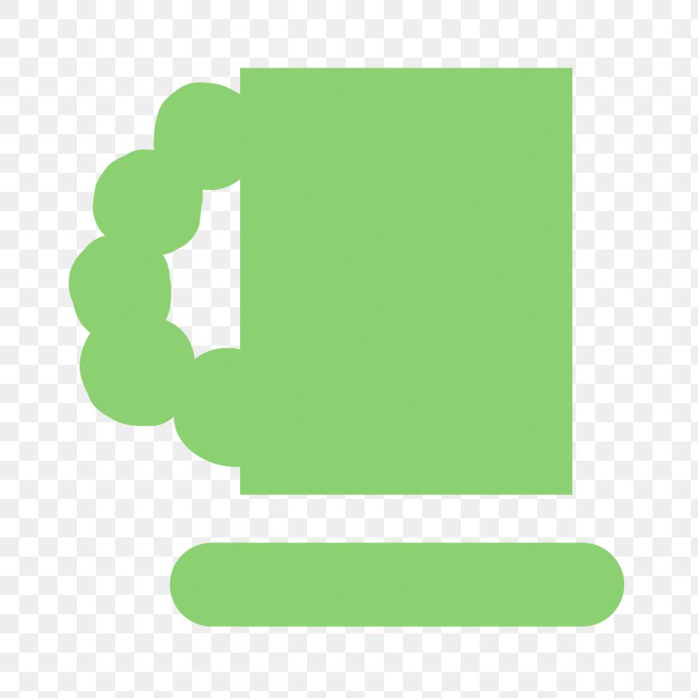 Green mug png clipart, flat object collage element on transparent background