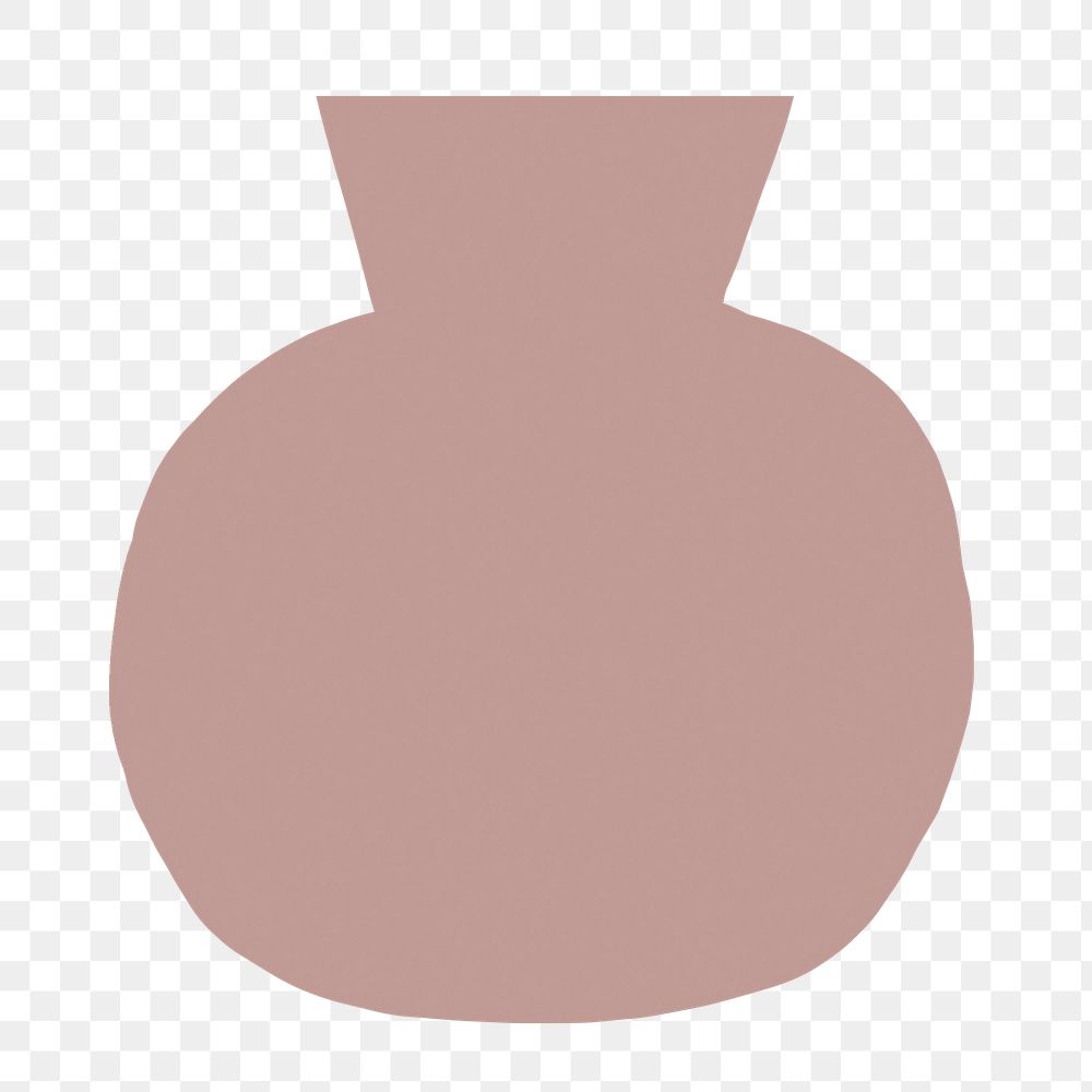 Abstract vase png sticker, brown pottery, flat design on transparent background