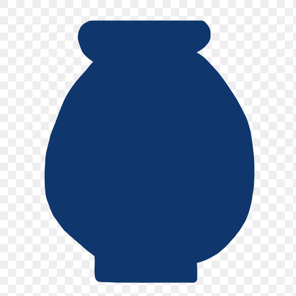 Abstract vase png sticker, blue pottery, flat design on transparent background