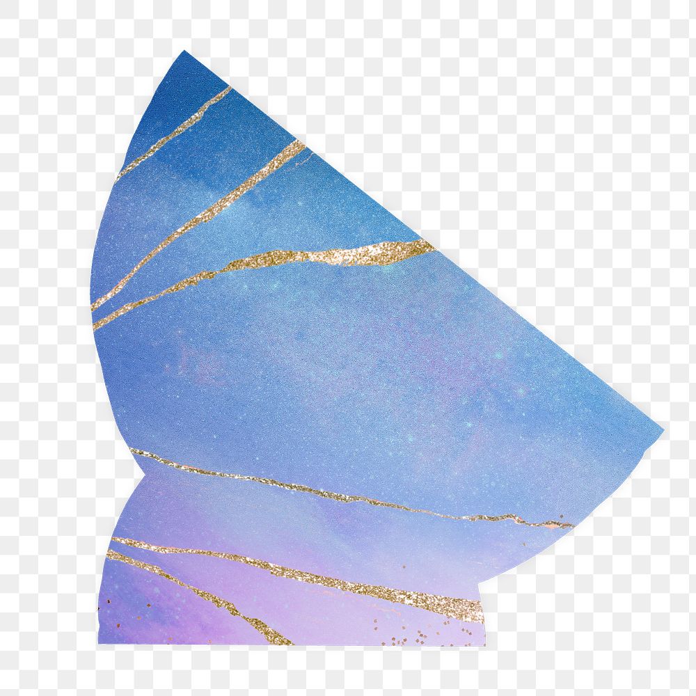 Kintsugi bowl png clipart, blue aesthetic object on transparent background