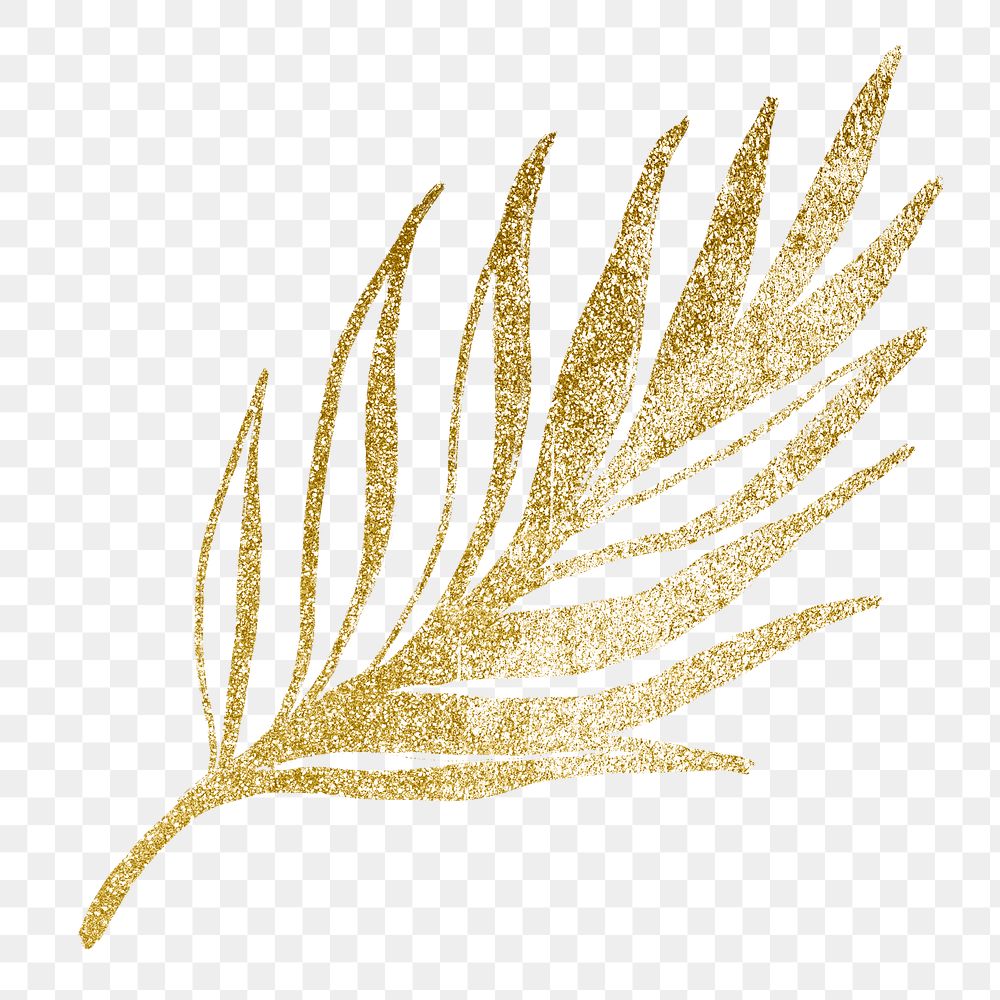 Gold leaf png sticker, minimal botanical illustration for scrapbook, transparent background