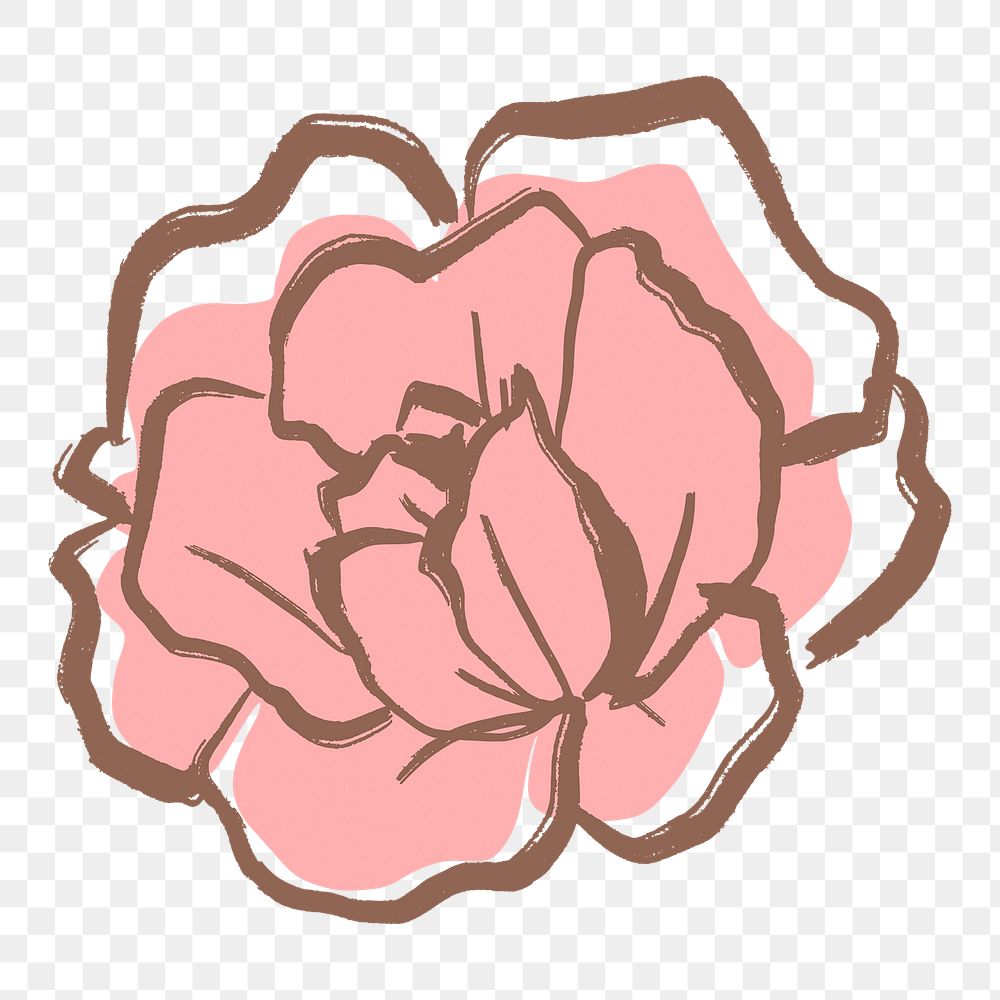 Simple pink rose png sticker, pastel watercolor graphic on transparent background