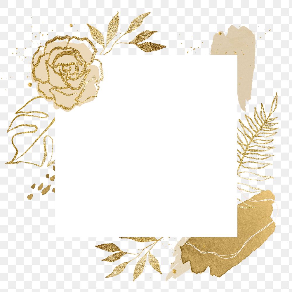 Rose png frame, botanical design for wedding card, transparent background