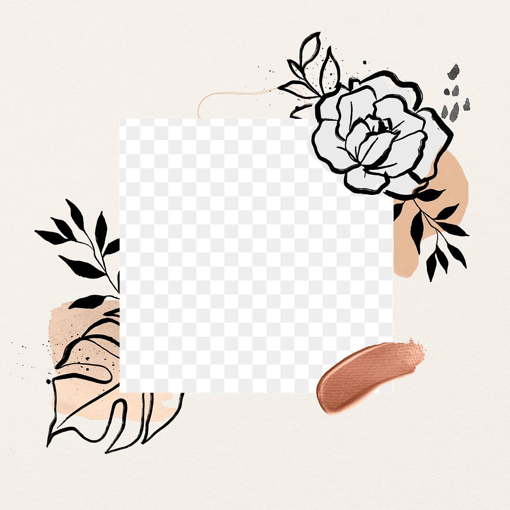 Aesthetic frame png, pastel floral illustration for Valentine's card, transparent design