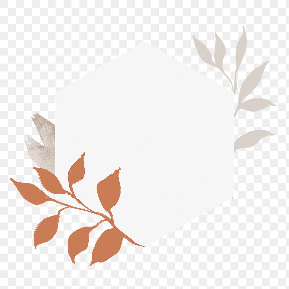 Minimal botanical png badge, simple leaf illustration transparent background