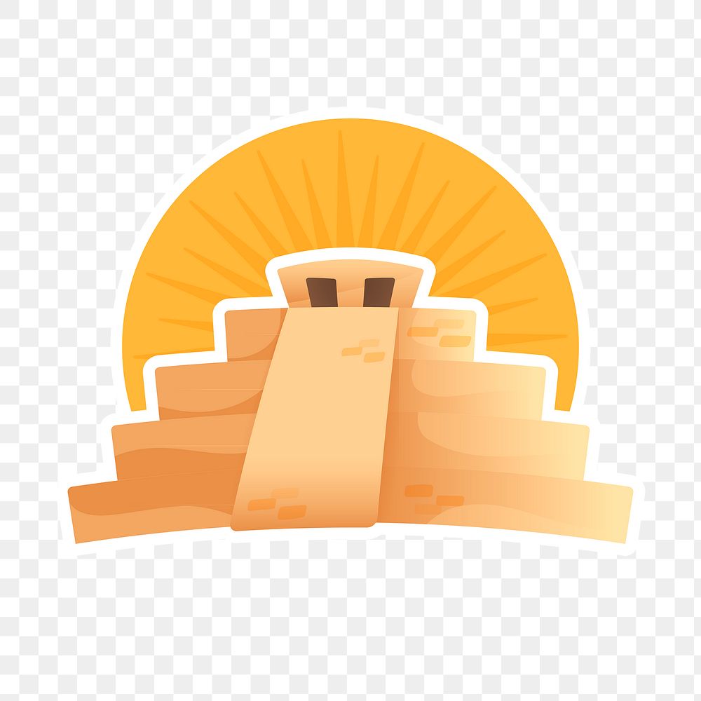 Mayan ruin png doodle sticker, Mexican architecture, transparent background