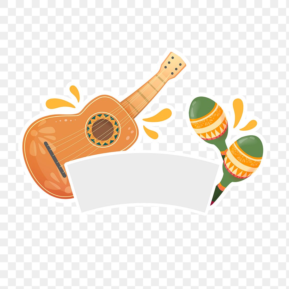 Mexican guitar png badge, music & festival transparent background