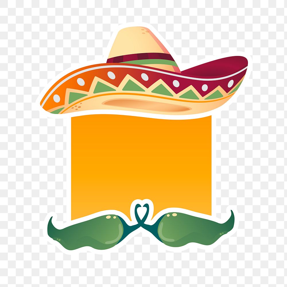 Mexican hat png badge frame, transparent background