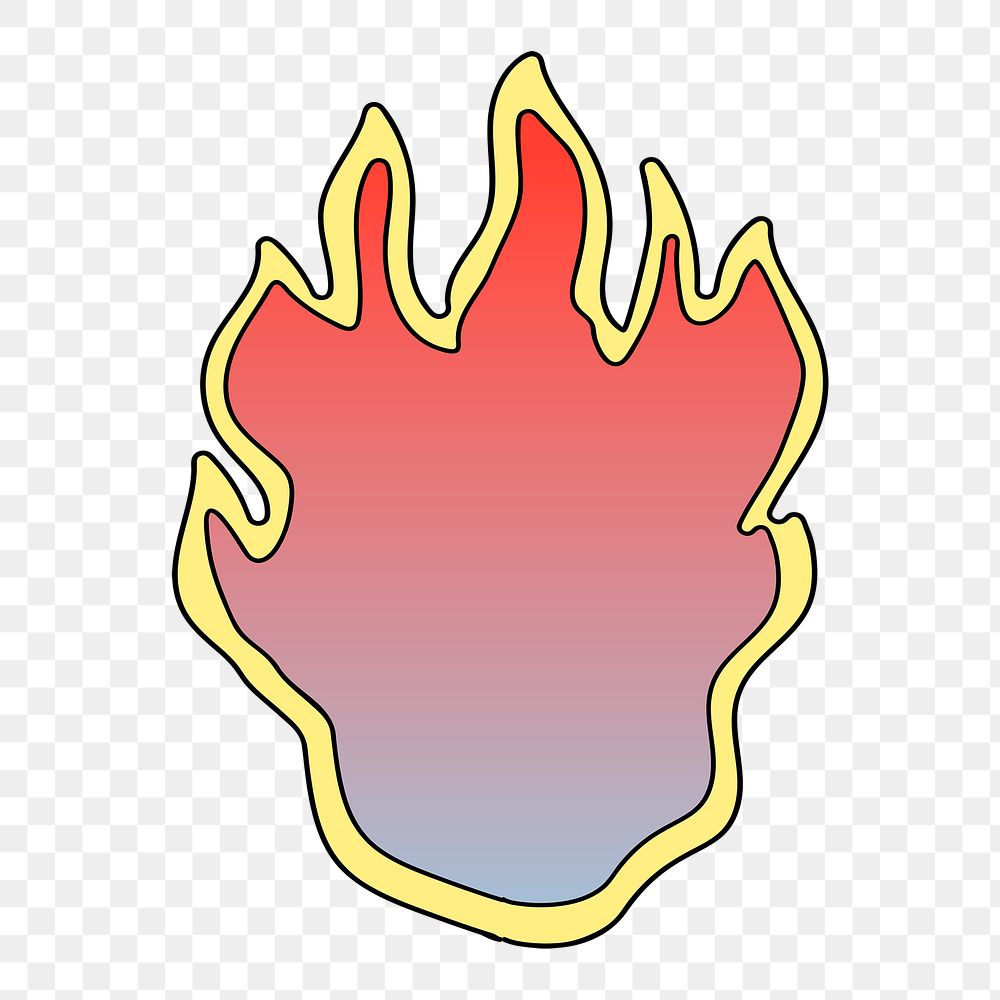 Doodle fire png sticker, transparent background