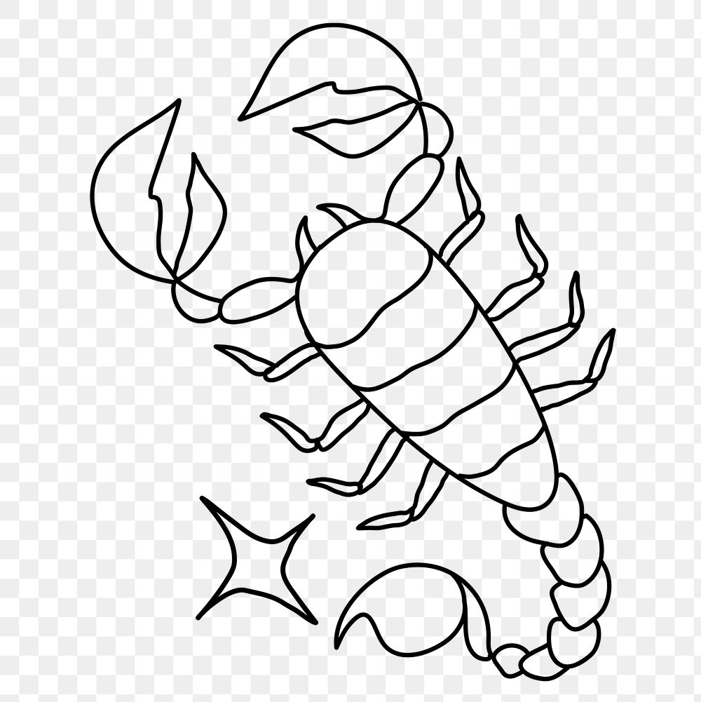 Scorpio png zodiac doodle design line art