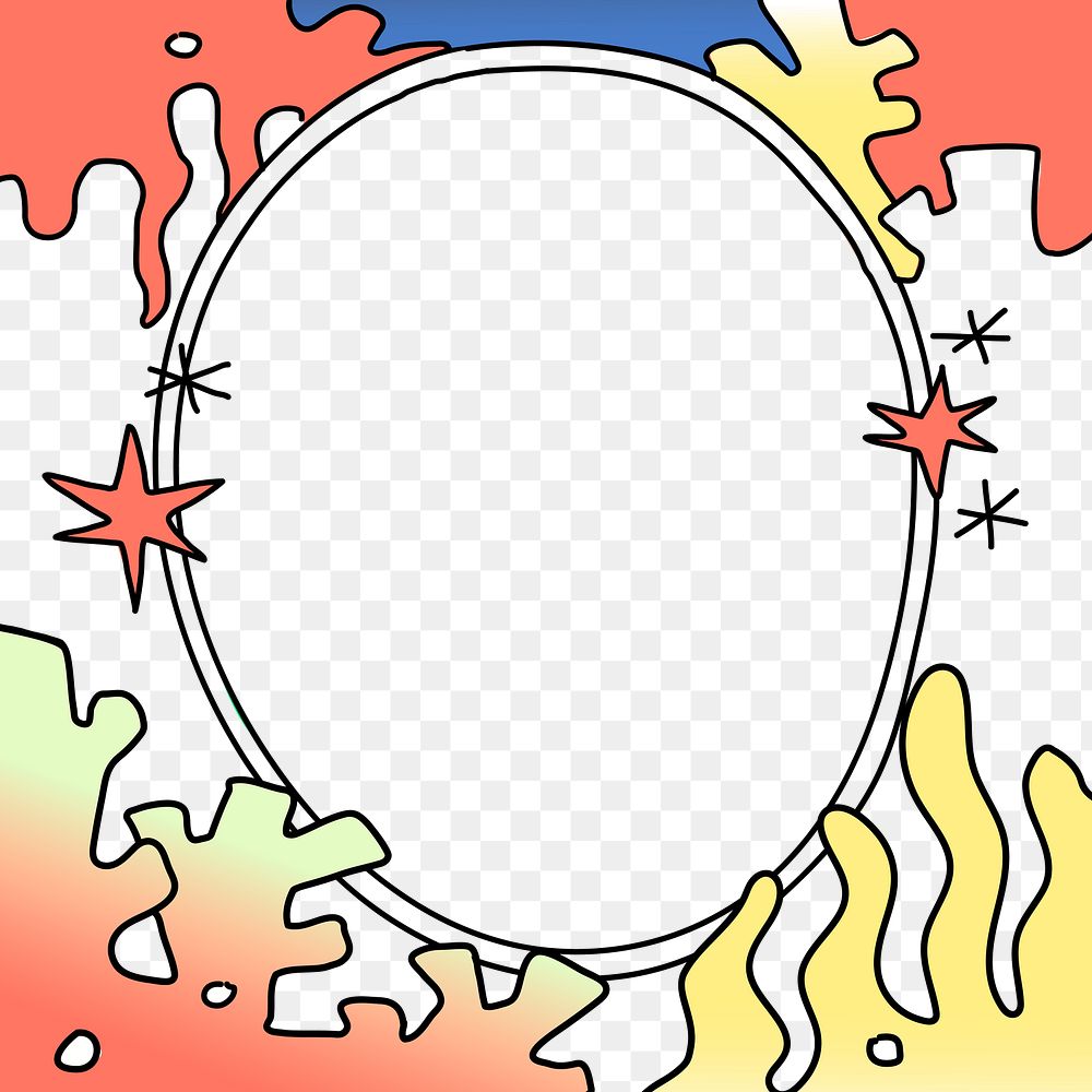 Funky frame png, abstract doodle underwater design