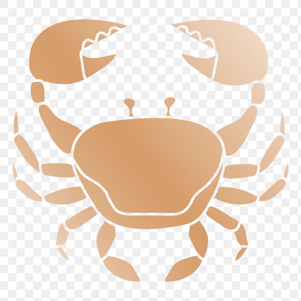 Cancer png zodiac, beige color clipart transparent background