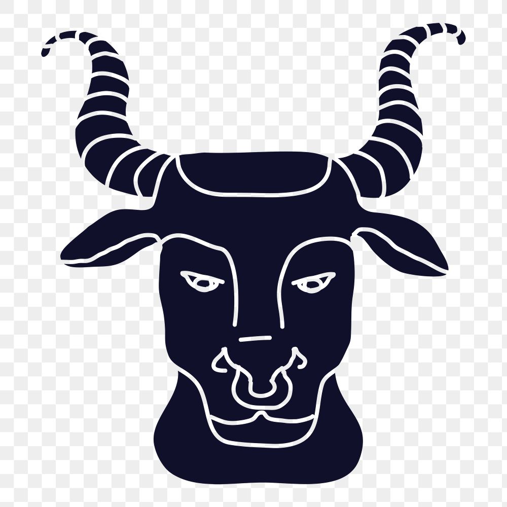 Taurus png clipart, zodiac animal black silhouette, bull design