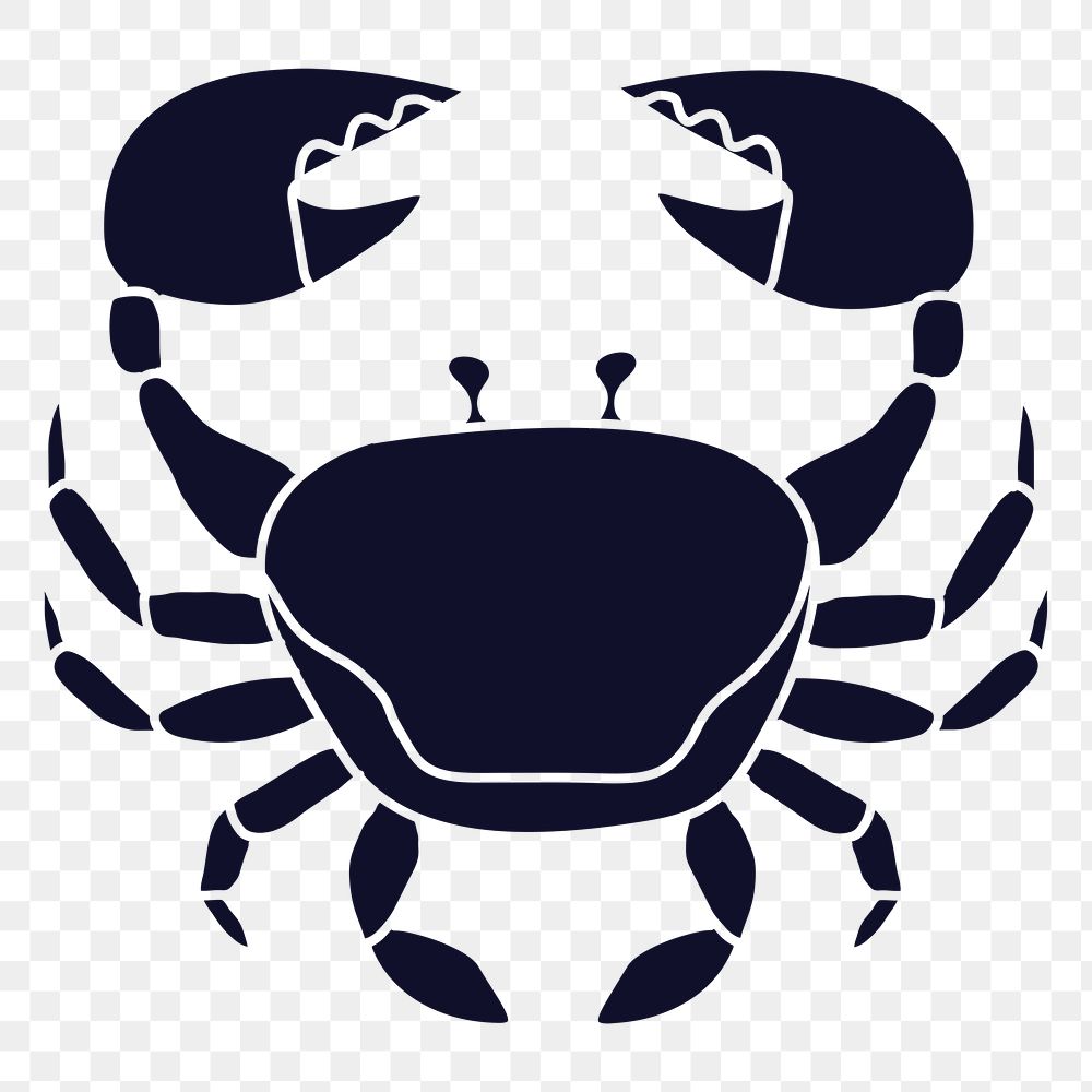 Crab png png sticker, Cancer zodiac black & white doodle design