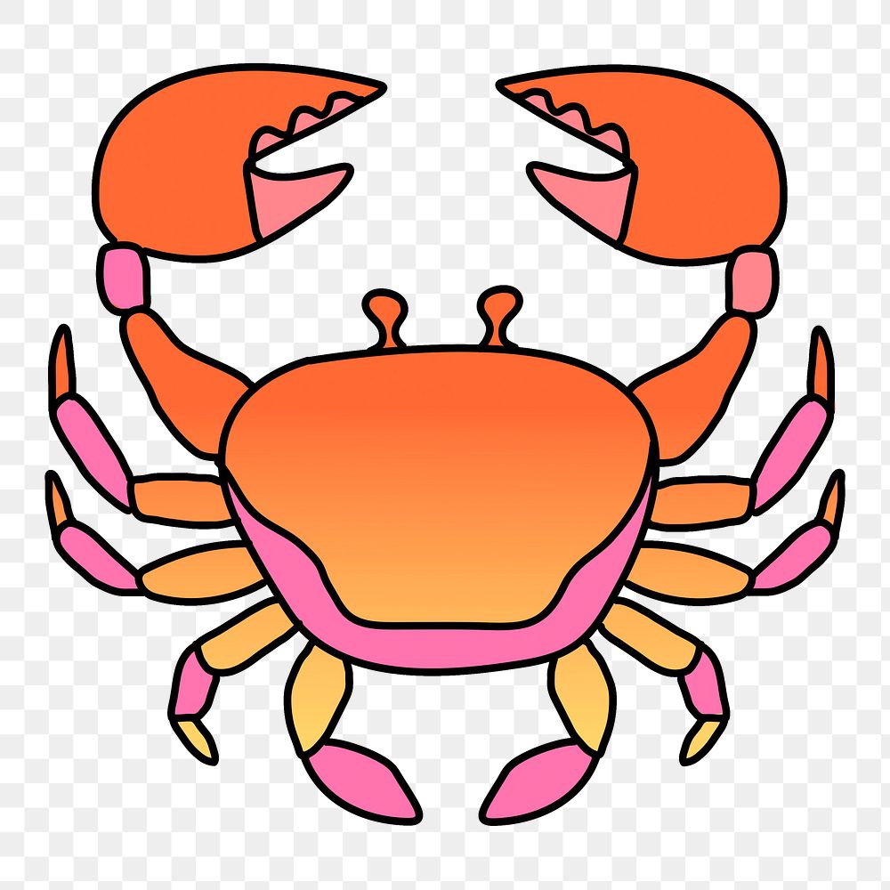 Cancer png sticker, crab horoscope doodle design